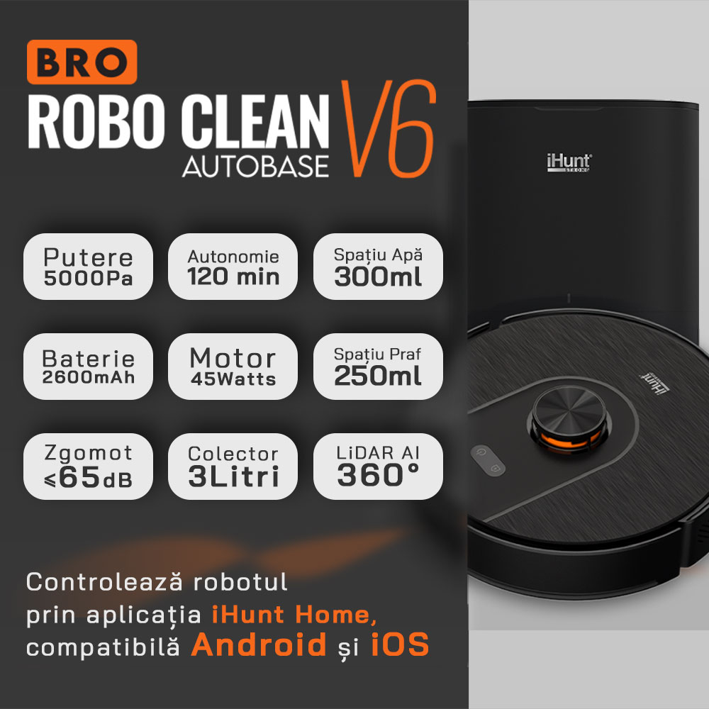 Robot aspirare cu mop iHunt BRO Robo Clean V6 AutoBase [9]