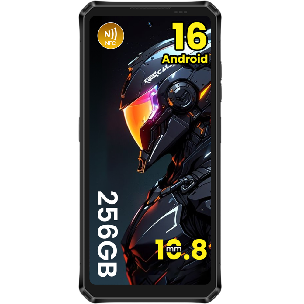 Telefon Lagenio Panther 1, 4G, Dual SIM, 6.7" HD+ 120Hz, Octa-Core T7250, 8GB RAM, 256GB, NFC, Rezistent IP68 / IP69K, Android 16, Black [3]
