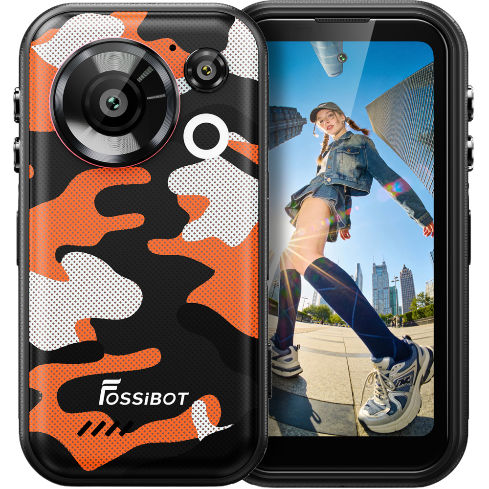Telefon mini Fossibot F116 Pro cu Action Camera 4K Ultra-Wide, 5G, Dual SIM, 4-inch 120Hz, Dimensity 7300, 12GB RAM, 256GB, Optical Image Stabilization, NFC, 3600mAh, Android 16, Orange [3]