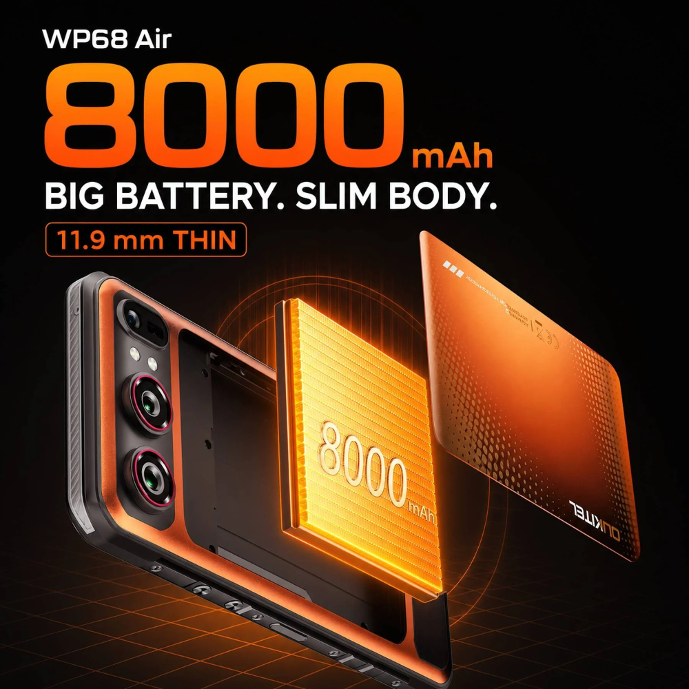 Telefon Oukitel WP68 Air, 5G, Dual SIM,6.88" HD+ 120Hz, MTK Dimensity 7025, 12GB RAM, 512GB, NFC, Camera 64MP, Android 16, Orange [6]