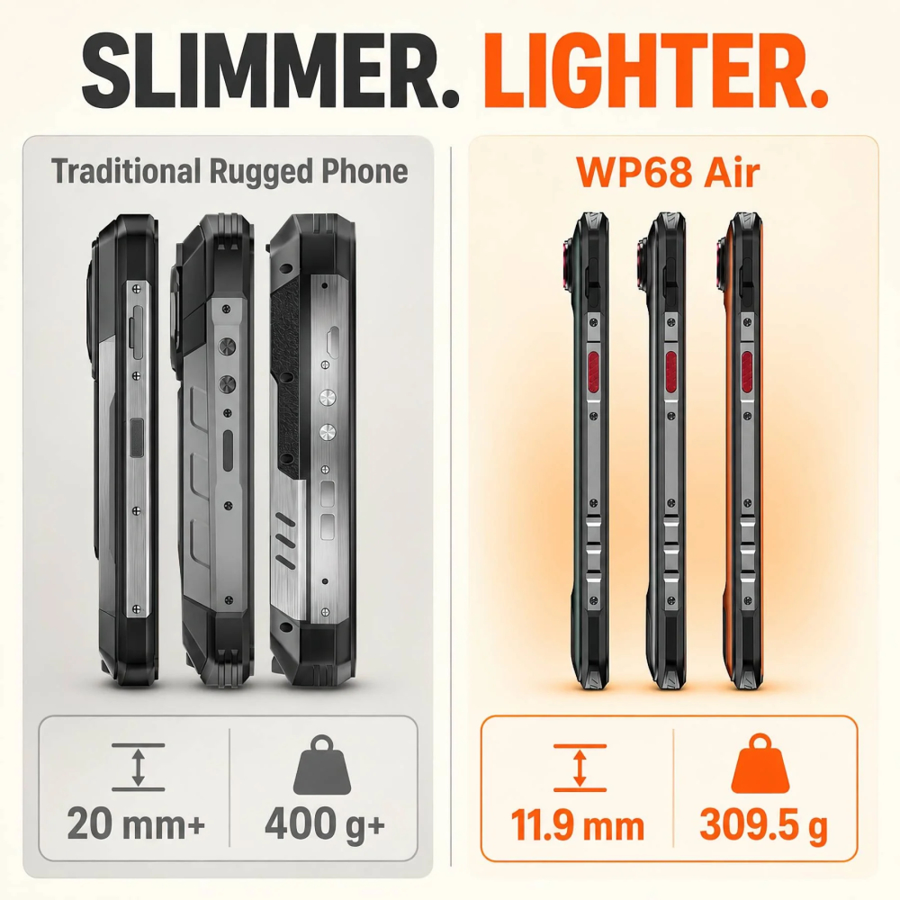 Telefon Oukitel WP68 Air, 5G, Dual SIM,6.88" HD+ 120Hz, MTK Dimensity 7025, 12GB RAM, 512GB, NFC, Camera 64MP, Android 16, Orange [10]
