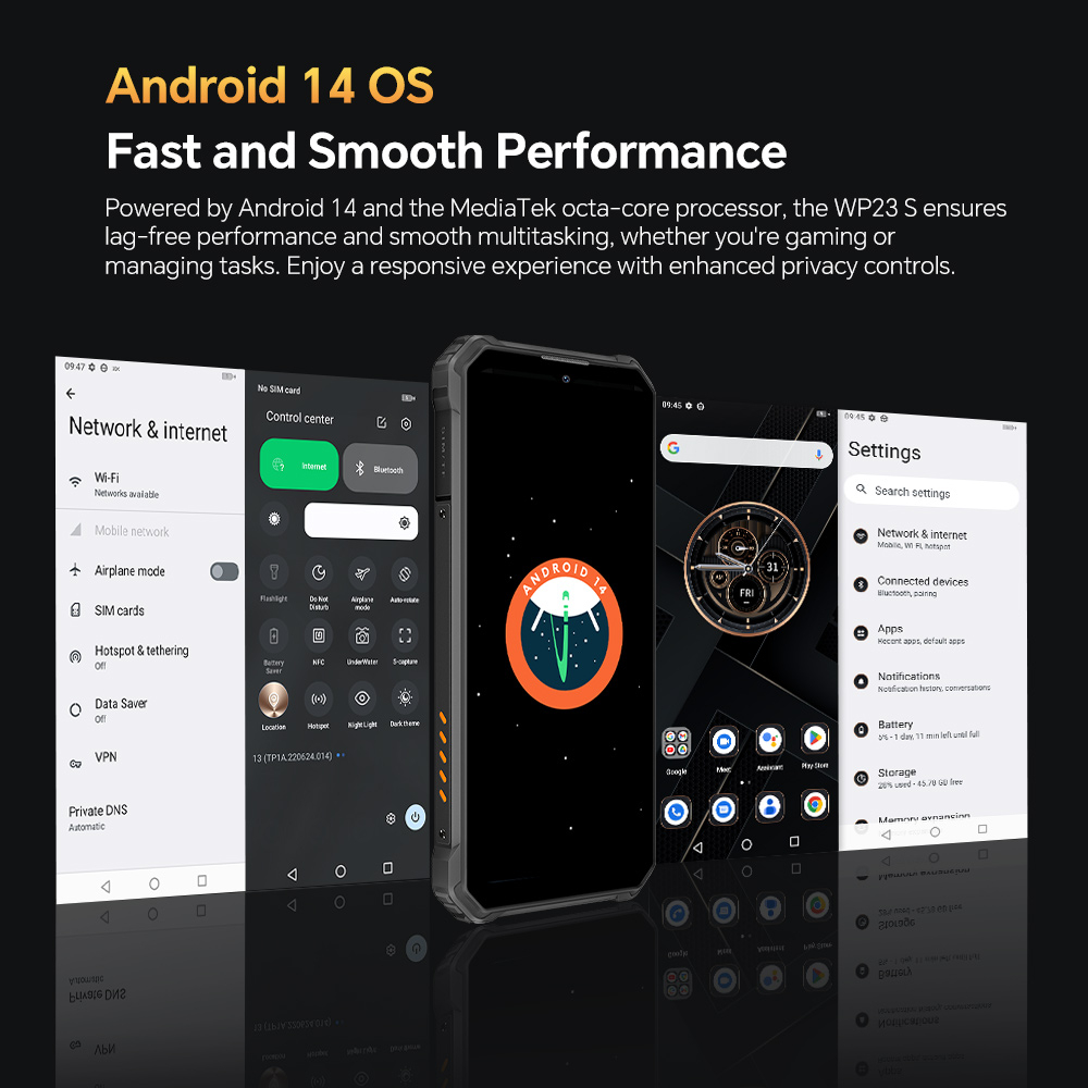 Telefon Oukitel WP23S, 4G, Dual SIM, 6.52-inch, Octa-Core T615, 4GB RAM, 64GB, NFC, 10600mAh, Android 15, Black [4]