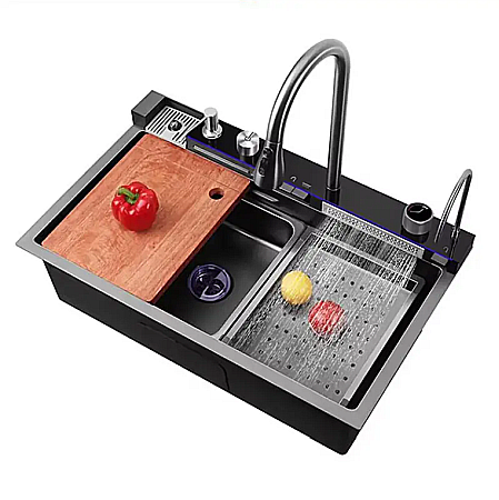 Chiuveta multifuncționala iHunt Sink SC021, waterfall, display LED, robinet apa filtrata, sistem spalare pahare, cap robinet retractabil [1]