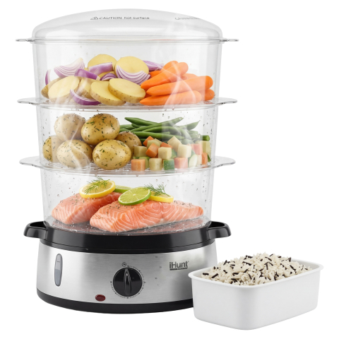 Gătit cu Aburi - Aparat de gatit cu aburi iHunt Bro Food Steamer XXL 9L