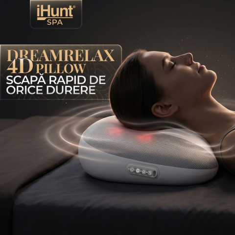Perna de masaj cervical si lombar iHunt SPA DreamRelax 4D Pillow, Masaj prin framantare 4D, Incalzire infrarosu, Auto & Acasa [1]