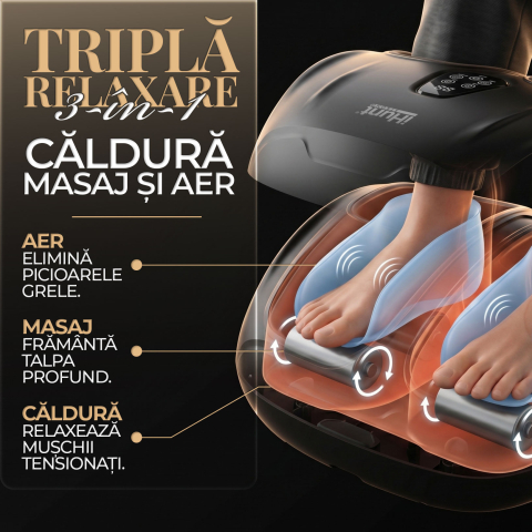 Aparat de masaj pentru picioare si talpi iHunt SPA FootRelax AirHeat, Reflexoterapie, Compresie cu perne de aer, Incalzire, Role masaj [2]