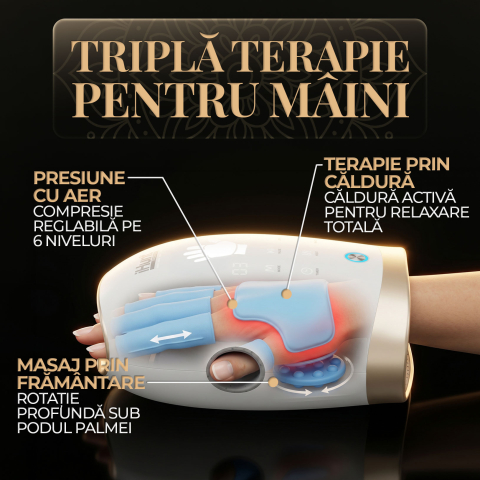 Aparat de masaj pentru maini si degete iHunt SPA HandMassage Heat Pro, Compresie cu perne de aer, Functie incalzire, Masaj bionic, Acumulator [3]