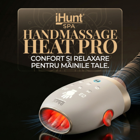 Aparat de masaj pentru maini si degete iHunt SPA HandMassage Heat Pro, Compresie cu perne de aer, Functie incalzire, Masaj bionic, Acumulator [2]