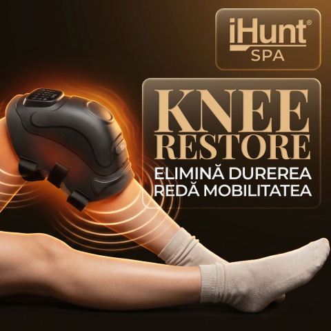 Aparat de masaj pentru genunchi si articulatii iHunt SPA KneeRestore, Compresie cu aer, Vibratii, Terapie prin caldura, Ecran Touch, Reincarcabil [1]