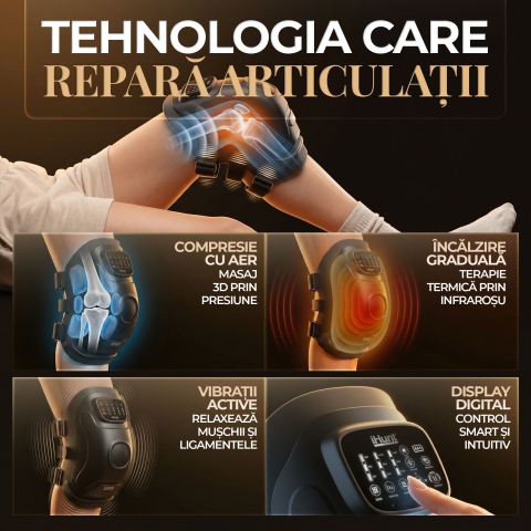Aparat de masaj pentru genunchi si articulatii iHunt SPA KneeRestore, Compresie cu aer, Vibratii, Terapie prin caldura, Ecran Touch, Reincarcabil [2]