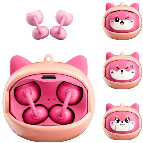 Produse Blackview - Casti Wireless Blackview AirBuds K1 IPX4 Waterproof Kids Open-Ear Clip-On Earbuds Built-In Lanyard Pink