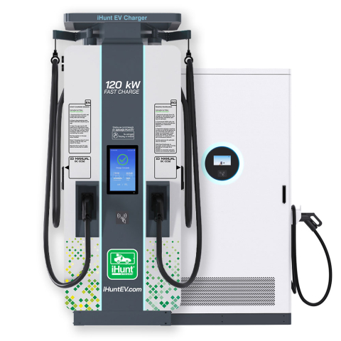 STATII DE INCARCARE EV - Combo Statie de incarcare ultra rapida cu monetizare iHunt EV DC 120KW V4, 2 x CCS2 + Baterie Stocare 400KWh - Integrare iHuntEV