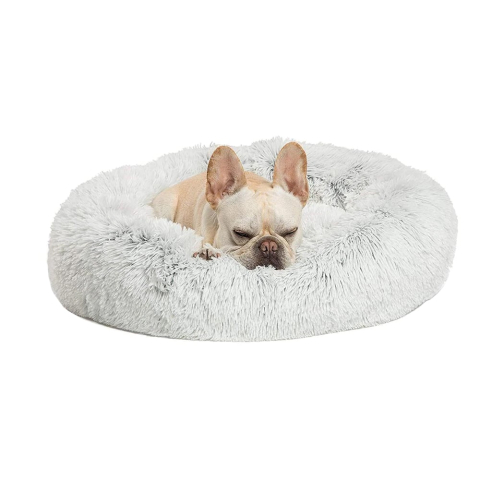 Rest & Comfort - Soft plush padded bed 60cm for dogs and cats, for the Cold Season, Round, Grey