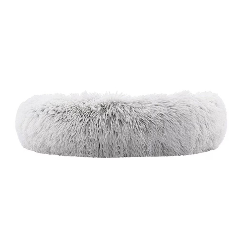 Soft plush padded bed 60cm for dogs and cats, for the Cold Season, Round, Grey [3]