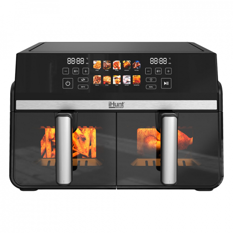 RESIGILATE -50% - Resigilat Friteuza cu aer cald iHunt Bro Dual Air Fryer 10L