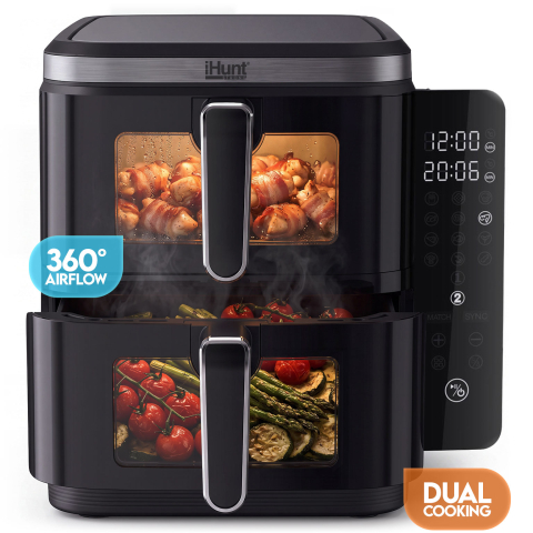Friteuze Aer Cald / Air Fryer - Friteuza cu aer cald iHunt Bro Air Fryer 11L Dual Stack