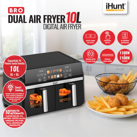 Friteuza cu aer cald iHunt Bro Dual Air Fryer 10L [1]