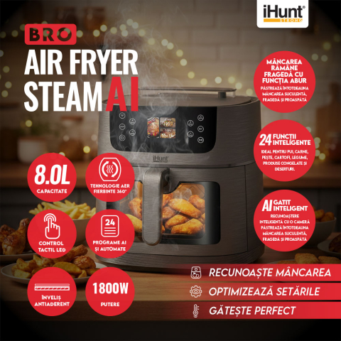 Friteuza cu aer cald si rotisor iHunt Bro Air Fryer AI Steam [3]