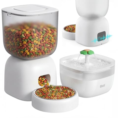 Hrănitoare Inteligente - iHunt Smart Pet Care Pack, Hranitor automat 3L si fantana apa 2L pentru animale de companie