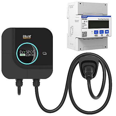 Statie de incarcare cu monetizare iHunt EV PRO 3.5 - 22 kW, management automat al puterii de incarcare, AC, Type 2, Smart Balancing, Solar Matching