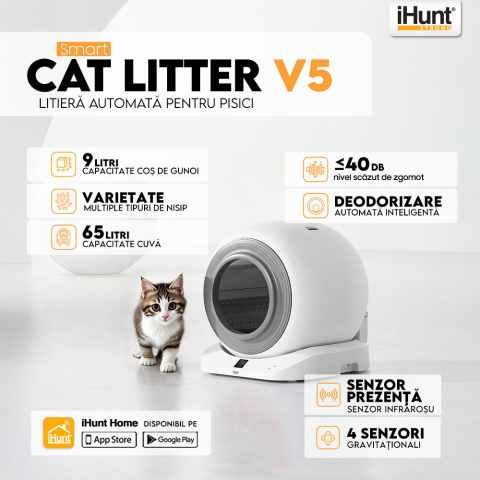 Litiera Automata iHunt Smart Cat Litter V5 cu Spray Deodorizare, Wi-Fi, Senzori, Aplicatie Smart [1]