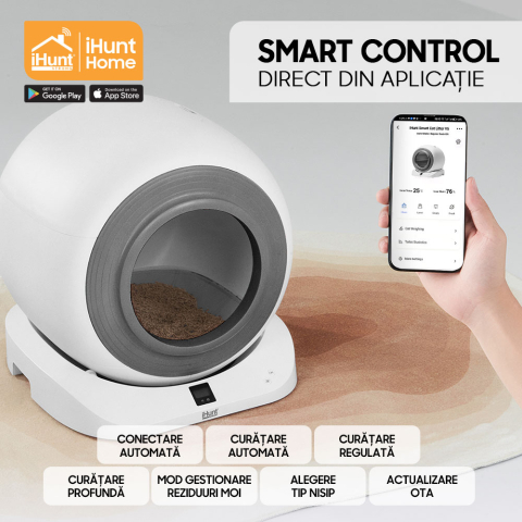 Litiera Automata iHunt Smart Cat Litter V5 cu Spray Deodorizare, Wi-Fi, Senzori, Aplicatie Smart [10]