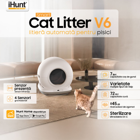 Litiera Automata iHunt Smart Cat Litter V6, Wi-Fi, Senzori, Aplicatie Smart [1]