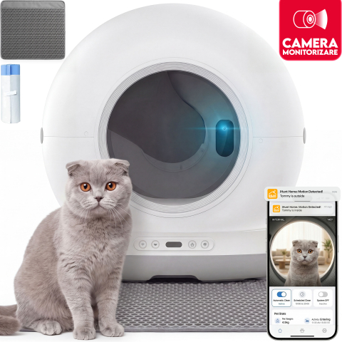 Litiere Automate - Litiera Automata iHunt Smart Cat Litter V7 Camera, Wi-Fi, Senzori, Camera video, Aplicatie Smart