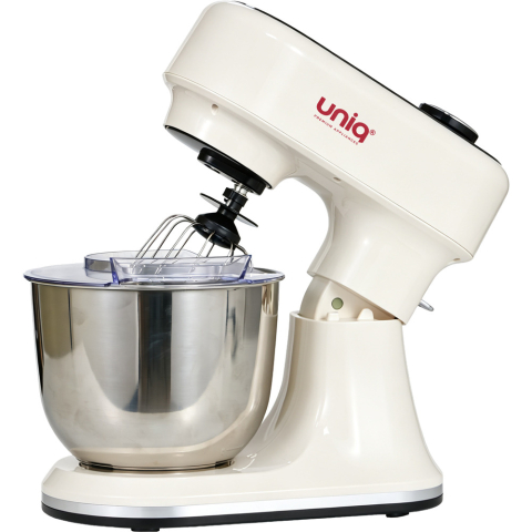 Lăzi Frigorifice - Mixer planetar multifuncțional iHunt UNIQ MasterMix, 1500W, Bol inox 5L, Cântar electronic integrat 5kg, Mod fermentare/dospire 25-45°C, 12 Viteze, Smart Touch Display, 3 Accesorii incluse, Bej / Crem