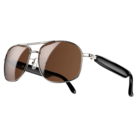 Ochelari Smart Blackview - Ochelari de soare Blackview D1 Pro Silver, Protectie UV, Bluetooth 6.0, Dual Speaker, Microfon Noise-Canceling, Apeluri, Pana la 6 ore Autonomie