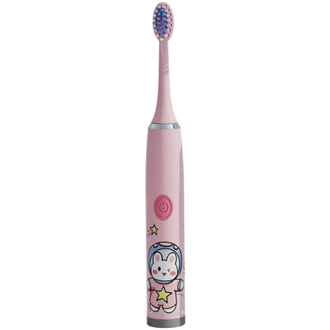 Toothbrush - Periuta de Dinti Electrica pentru Copii, Perii Moi si Delicate, Vibratii Sonice, 6-9 ani, cu Imprimeu Animalute, Baterie, Pink