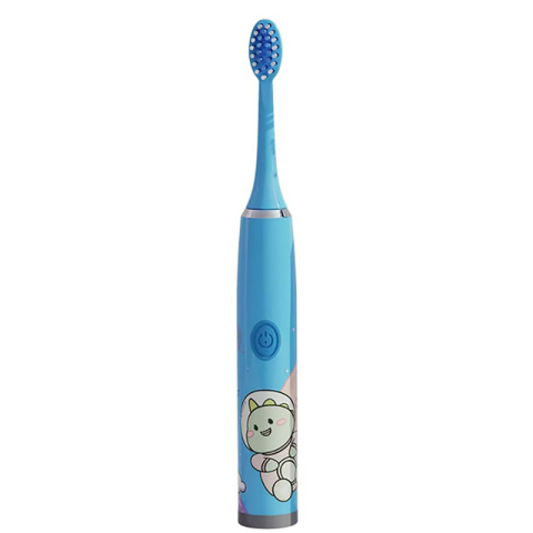 Toothbrush - Periuta de Dinti Electrica pentru Copii, Perii Moi si Delicate, Vibratii Sonice, 6-9 ani, cu Imprimeu Animalute, Baterie, Blue
