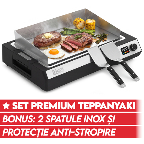 Grătar Grill - Plită electrică iHunt BRO Teppanyaki Grill, 1650W, Placa detasabila