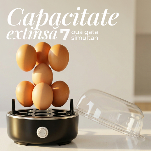 Fierbător ouă iHunt BRO Egg Boiler, Capacitate 7 ouă, Bază Inox, Oprire Automată, Alertă Sonoră, Tăvițe Non-stick, Fără BPA [3]