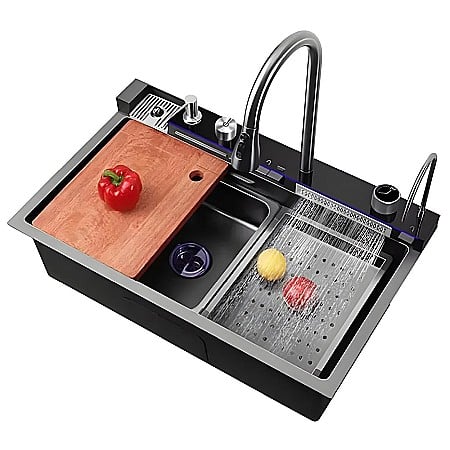 Chiuveta multifuncționala iHunt Sink SC021, waterfall, display LED, robinet apa filtrata, sistem spalare pahare, cap robinet retractabil [0]