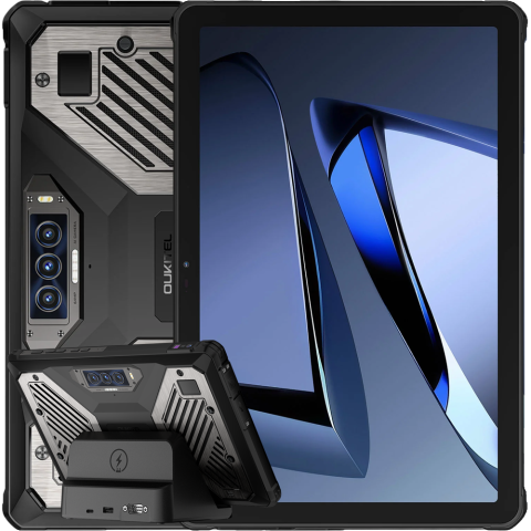 Tableta profesionala Oukitel RT10 Industry, 5G, Wi-Fi, 11" 120Hz, Dimensity 7400X, 12GB RAM, 512GB, NFC, 2D Barcode Scanner SE4710, 12 PogoPins, USB, RS232, RJ45, FAP10, 25000mAh, Android 15 [1]