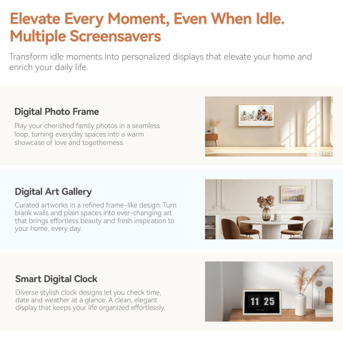 Hub familial inteligent Blackview NEST 10, Wi-Fi 6, 10.1" Touchscreen HD+, Quad-Core, 2GB RAM, 32GB, Rama Foto, Smart Calendar, Sincronizare Google / iCloud / iFrameo, MicroSD, Difuzor, Lemn Natural [8]