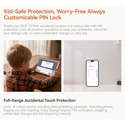 Hub familial inteligent Blackview NEST 10, Wi-Fi 6, 10.1" Touchscreen HD+, Quad-Core, 2GB RAM, 32GB, Rama Foto, Smart Calendar, Sincronizare Google / iCloud / iFrameo, MicroSD, Difuzor, Lemn Natural [9]