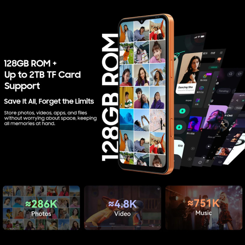 Telefon Blackview Wave 7C, 4G, Dual SIM, 6.56" HD+ IPS, Quad-Core T310, 4GB RAM, 128GB, 5000mAh, Android 16, Black [6]