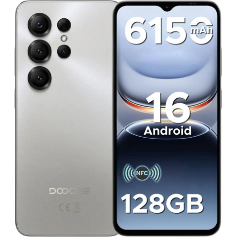 Produse Doogee - Telefon Doogee Note 56X Pro, 4G, Octa-Core, 6.56" HD+ 90Hz, 4GB RAM, 128GB, NFC, 6150mAh, Android 16, Mist Gray