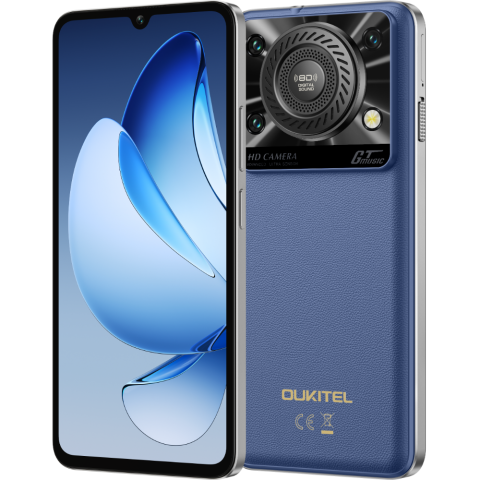 Telefoane & Tablete Oukitel - Telefon Oukitel C60 Pro, 4G, Octa-Core, 6.88' HD+ 90Hz, 24GB RAM / 256GB, 8D Sound, 10000mAh, NFC, Android 15, Blue