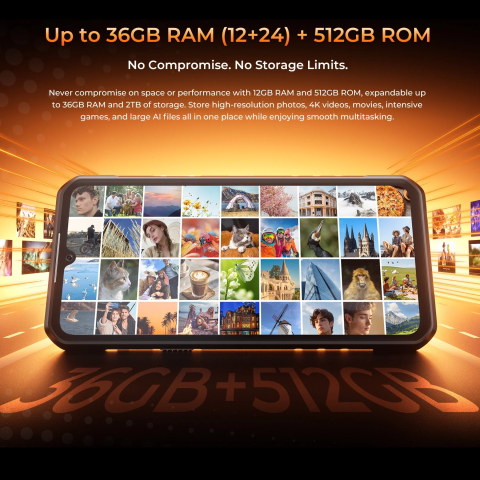 Telefon Oukitel WP68 Air, 5G, Dual SIM,6.88" HD+ 120Hz, MTK Dimensity 7025, 12GB RAM, 512GB, NFC, Camera 64MP, Android 16, Black [6]