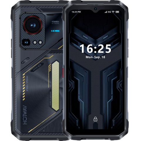 Telefoane Mobile Hotwav - Telefon rugged Hotwav Hyper 7s, 5G, 6.6" 120Hz, T8200, 256GB, NFC, RGB Light, Android 15, Black