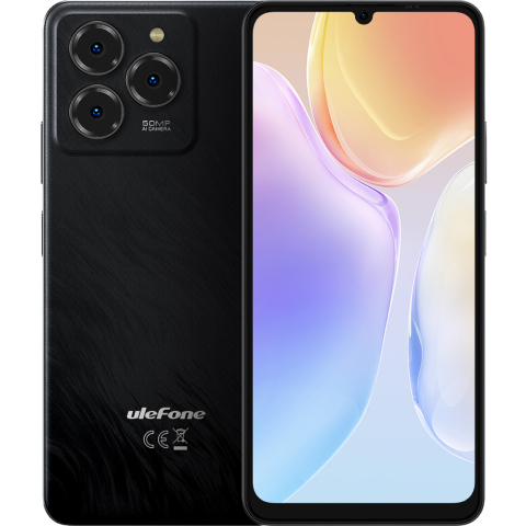 Ulefone Products - Ulefone Note 20 Pro, 4G, 6.75" HD+ 90Hz, 8-Core T606, 4GB RAM, 256GB, 50MP, 6000mAh, Android 14, Satin Black