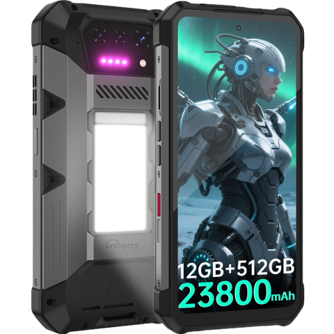 Telefoane & Tablete Unihertz - Telefon Unihertz Hike 4G Helio G200 512GB Stereo Lanterna SOS 200m 23800mAh 120W NFC Android 15