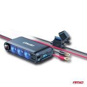 Dispozitiv Auto Premium 3in1, Splitter Bricheta, Incarcator USB/USB-C, Voltmetru Digital, alimentare 12V-24V [4]