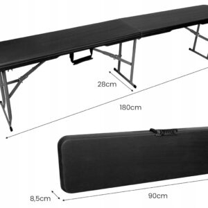 Banca pliabila pentru gradina sau catering, HDPDE, 180x28x43cm, negru [4]