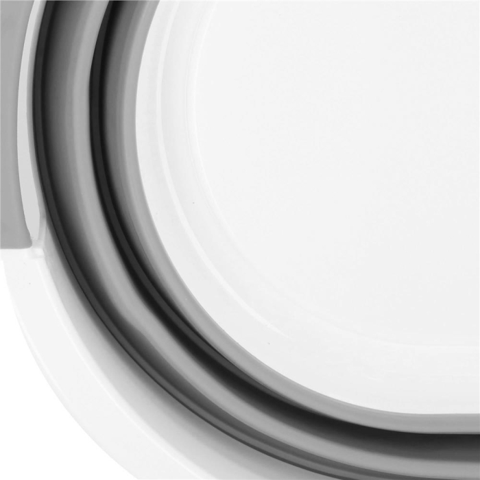 Cos de rufe pliabil tip lighean, cu manere, din plastic si silicon, 54x38x23cm, 24litri, gri [8]