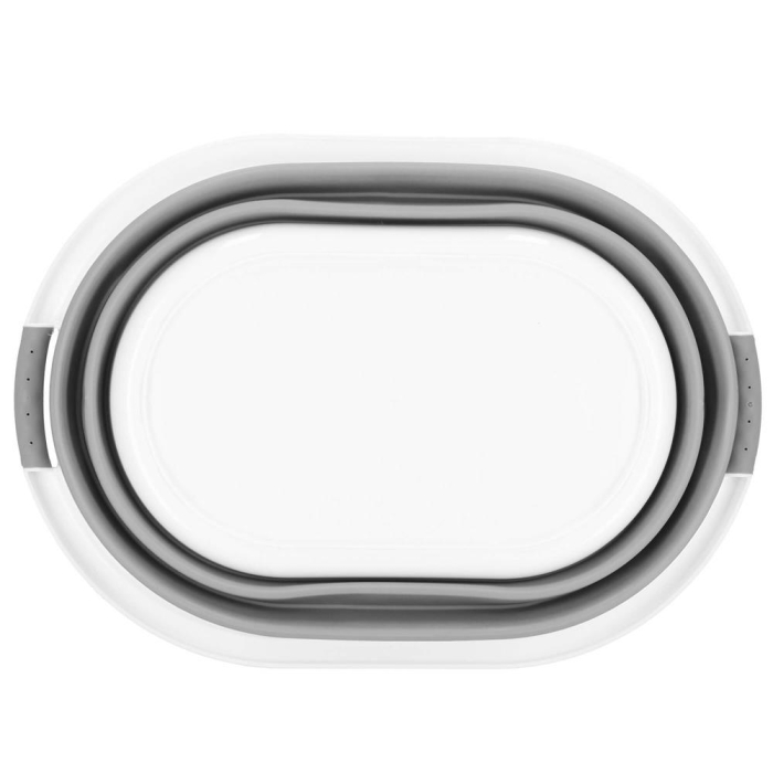 Cos de rufe pliabil tip lighean, cu manere, din plastic si silicon, 54x38x23cm, 24litri, gri [13]