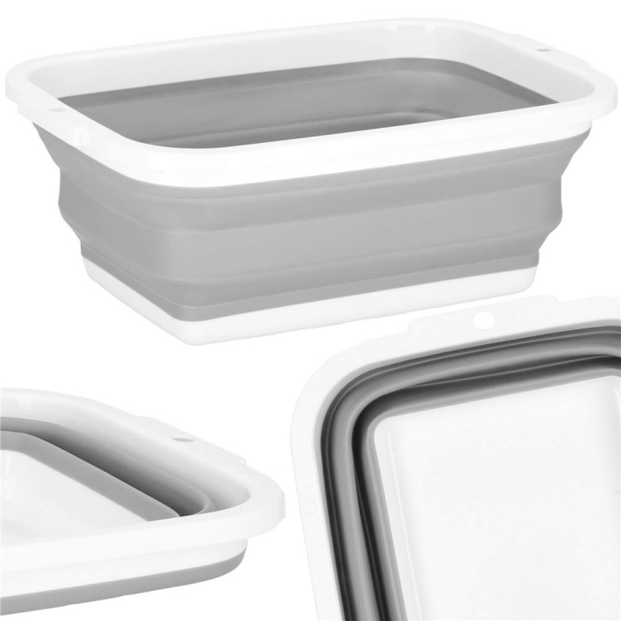 Lighean pliabil, dreptunghiular, din plastic si silicon, 40x29x15cm, 8.5litri, gri [13]